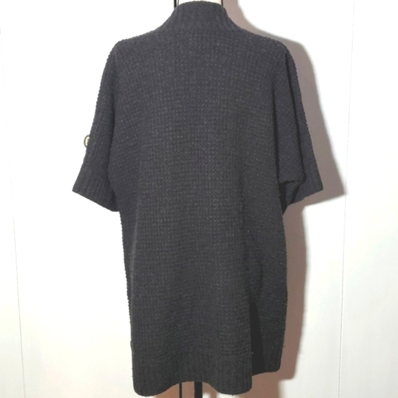 Cynthia Rowley- Black 100% Merino Wool  Open Knit Cardigan Classic Sz.1X - Picture 3 of 4